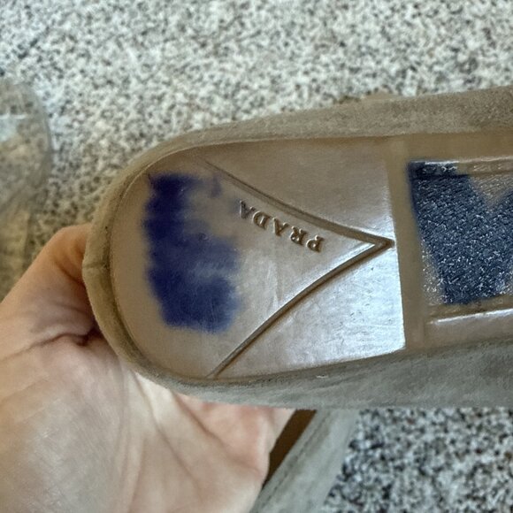 Prada Shoes Wedge Hidden Heel Women’s Size US 9/ EU 39 Taupe Classic Square Toe - Picture 9 of 13